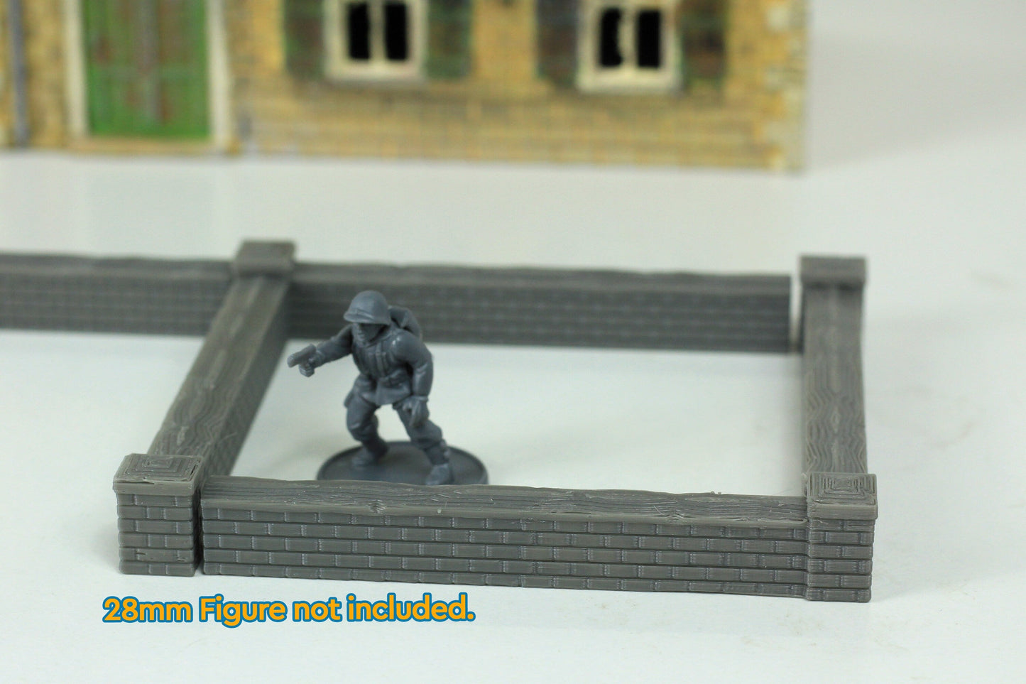 Rock Bottom Town Walls  - Tabletop Wargaming WW2 Terrain 28mm Miniature 3D Printed Model | Bolt Action
