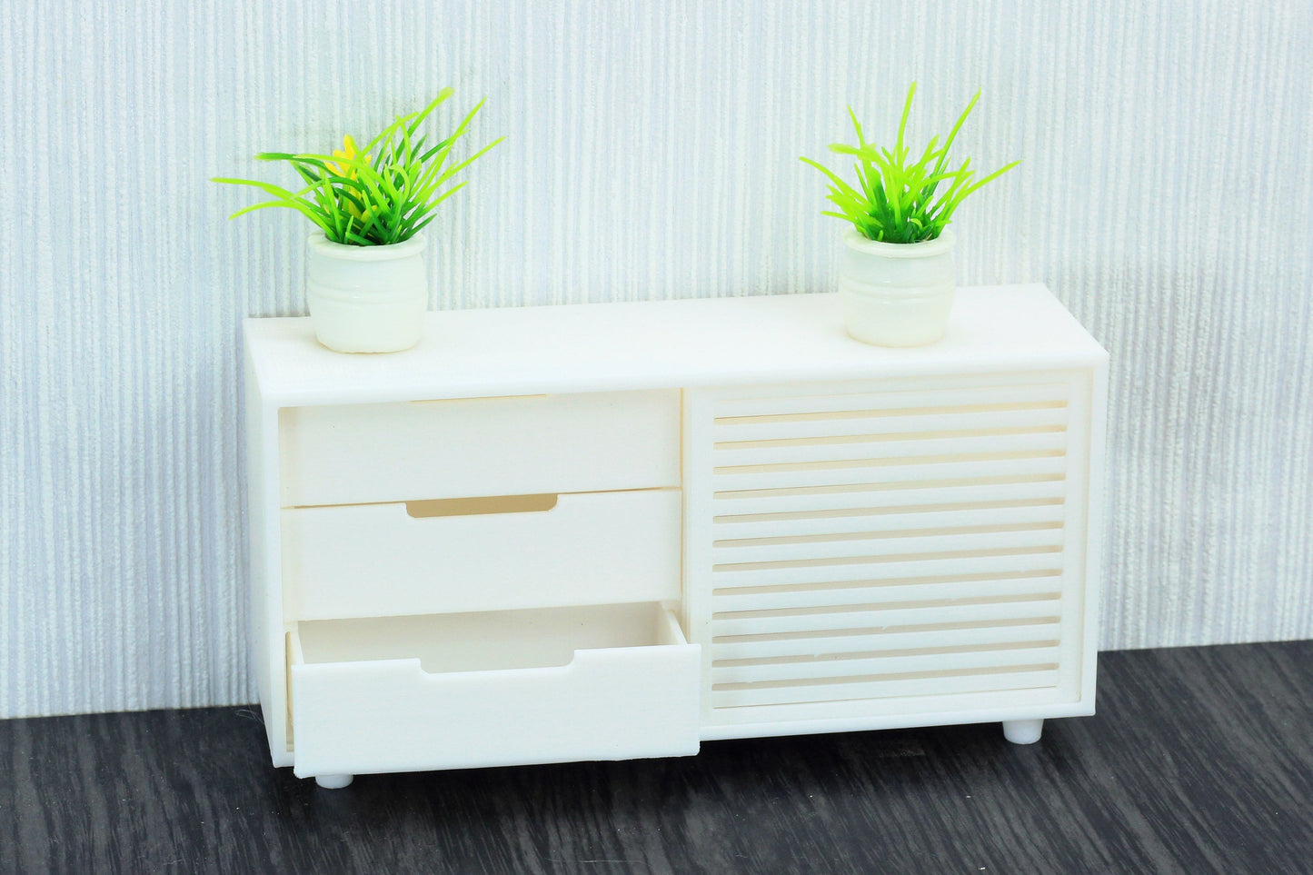 Hidden Gem - Sideboard with Drawers and Sliding Doors - Dollhouse Miniature 1:12 Miniature Dollhouse Furniture