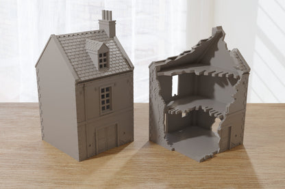 Destroyed or Intact - Normandy French Village Set (VOLUME 2) - Tabletop Wargaming WW2 Terrain | Miniature 3D Printed Model | Flames of War