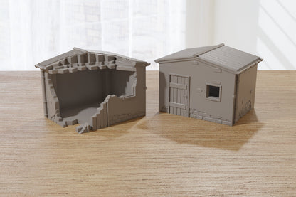 Normandy French Village Shed T2 (VOLUME 2) - Tabletop Wargaming Terrain | Destroyed - Intact | 3D Printed Miniature | Flames of War