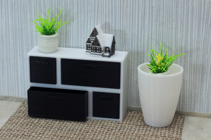 Modern Cupboard Combination | 1:12, 18 Scale Dollhouse Furniture | 3D Printed Storage Unit