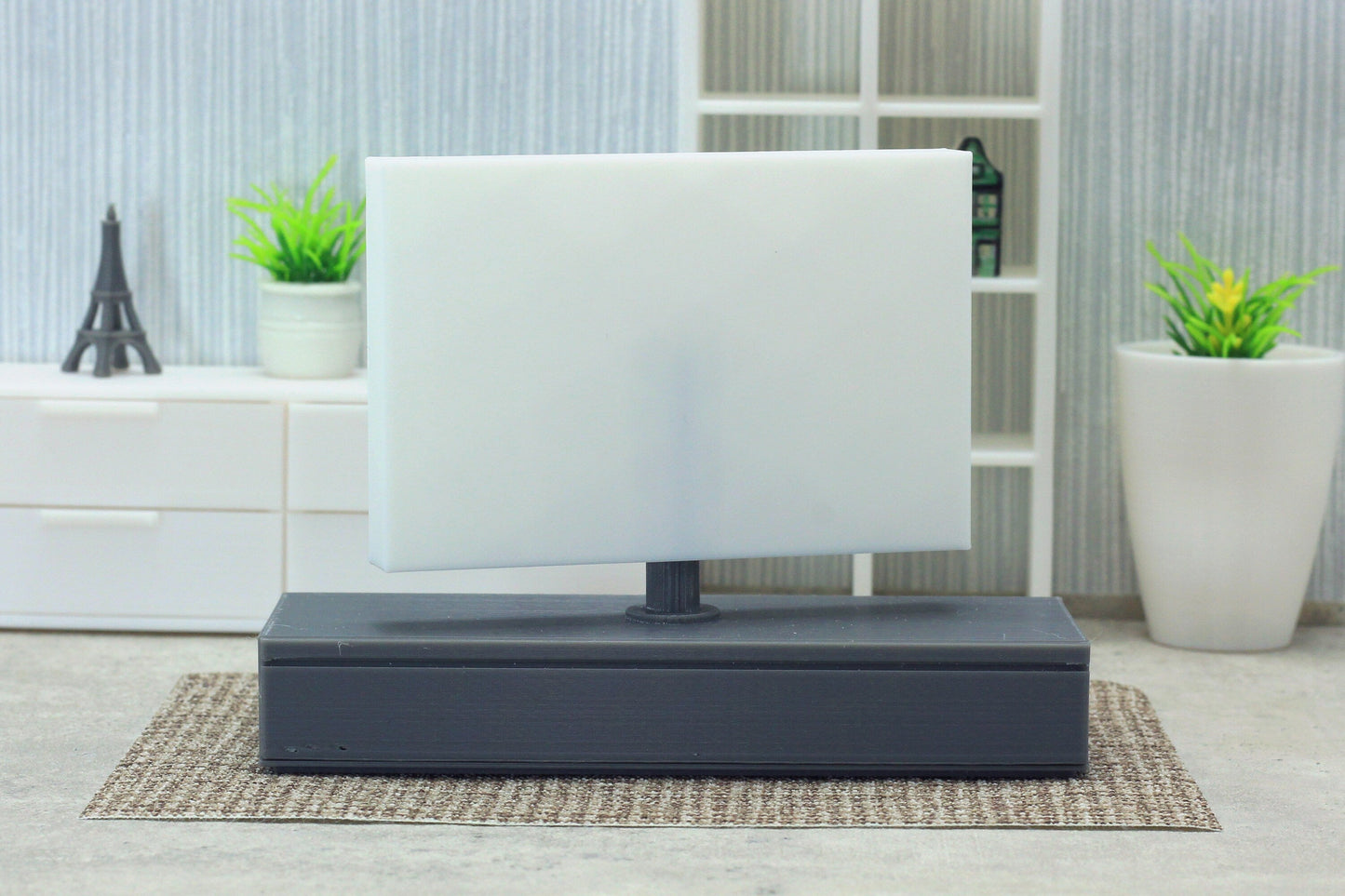 Dollhouse Miniature TV Stand: 1/12 Scale Furniture, Turnable TV Panel