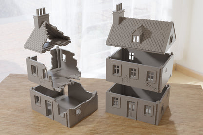 Destroyed or Intact - Normandy French Village Set (VOLUME 2) - Tabletop Wargaming WW2 Terrain | Miniature 3D Printed Model | Flames of War
