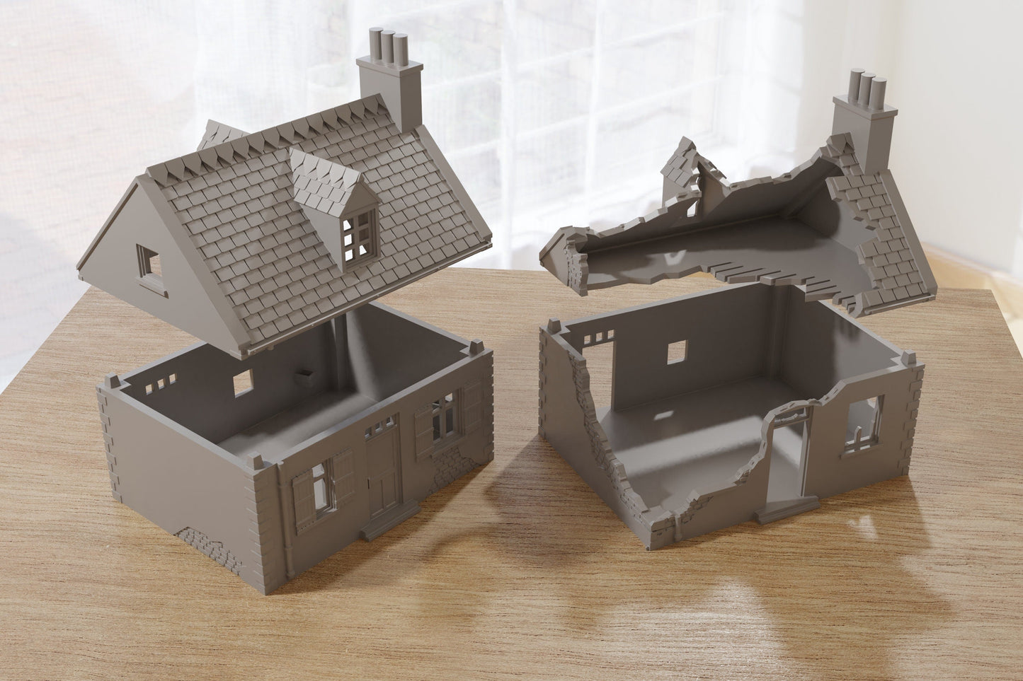 Normandy French Village House SS-T2 (VOLUME 2) - Tabletop Wargaming Terrain | Destroyed - Intact | 3D Printed Miniature | Flames of War