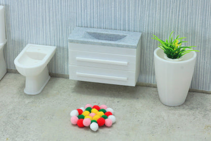 Dollhouse Miniature Marble Sink Cabinet - 1:12 Scale Furniture