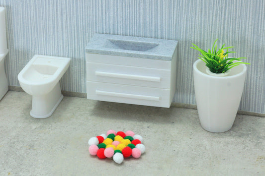 Dollhouse Miniature Marble Sink Cabinet - 1:12 Scale Furniture