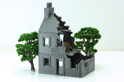 Normandy French Village House DS-T5 (VOLUME 2) - Tabletop Wargaming Terrain | Destroyed - Intact | 3D Printed Miniature | Flames of War