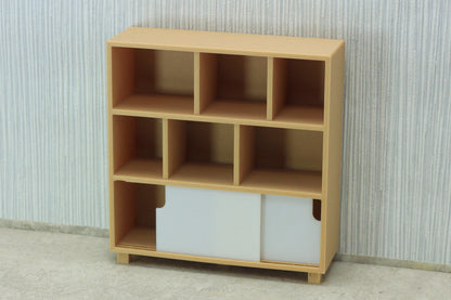 Modern Dollhouse Miniature Bookshelf with Sliding Doors - 1:12 Scale
