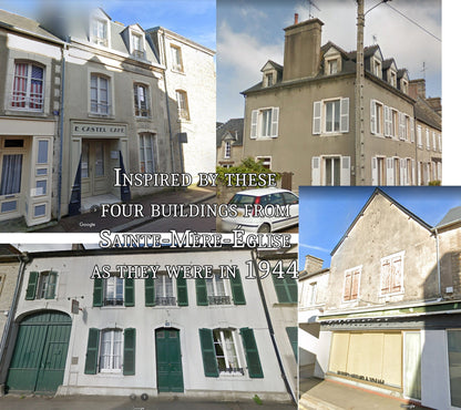 Sainte-Mère-Église French Town Set - Tabletop Wargaming WW2 Terrain | Miniature 3D Printed Model | Flames of War & Bolt Action