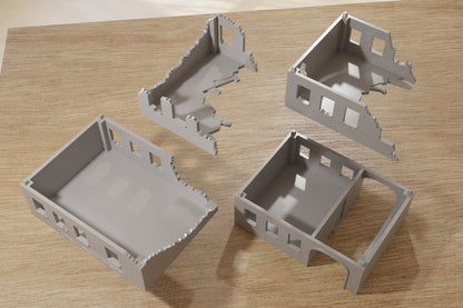 Stalingrad Ruins Set - Tabletop Wargaming WW2 Terrain | Miniature 3D Printed Model | Flames of War & Bolt Action
