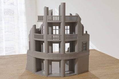 Stalingrad Ruined Corner Hotel SRH MST4 - Tabletop Wargaming WW2 Terrain | Miniature 3D Printed Model | Flames of War & Bolt Action