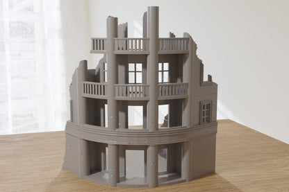 Stalingrad Ruined Corner Hotel SRH MST4 - Tabletop Wargaming WW2 Terrain | Miniature 3D Printed Model | Flames of War & Bolt Action