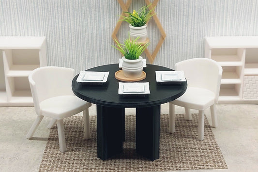 Round Modern Dining Table - Dollhouse Miniature 1/12 &amp; 1/18 Miniature Dollhouse Furniture