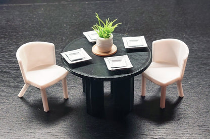 Modern Round Dollhouse Dining Table: 1/12 & 1/18 Scale Miniature Furniture