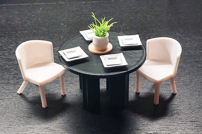 Round Modern Dining Table - Dollhouse Miniature 1/12 &amp; 1/18 Miniature Dollhouse Furniture