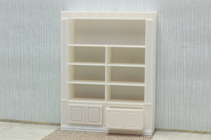 Dollhouse Miniature Bookshelf with Drawers - 1:12 Scale Furniture