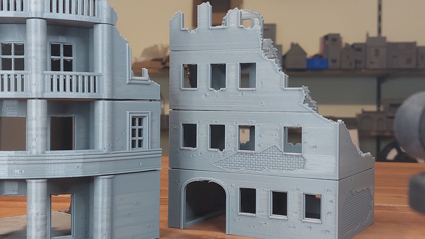 Stalingrad Ruins Set - Tabletop Wargaming WW2 Terrain | Miniature 3D Printed Model | Flames of War & Bolt Action