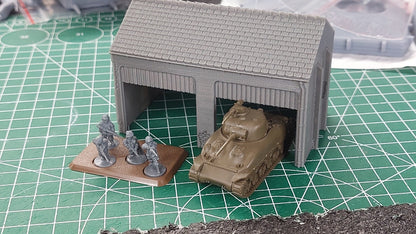 Truck Garage - Tabletop Wargaming WW2 Terrain | Miniature 3D Printed Model | Flames of War - Chain of Command