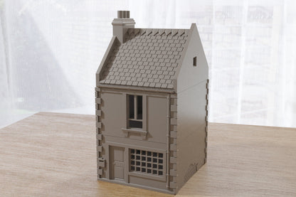 French Commercial Row House T2 - Tabletop Wargaming WW2 Terrain | Miniature 3D Printed Model | Flames of War &amp; Bolt Action