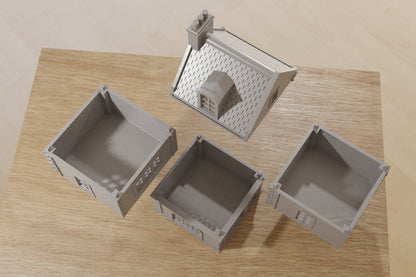 French Commercial Corner House T3 - Tabletop Wargaming WW2 Terrain | Miniature 3D Printed Model | Flames of War &amp; Bolt Action