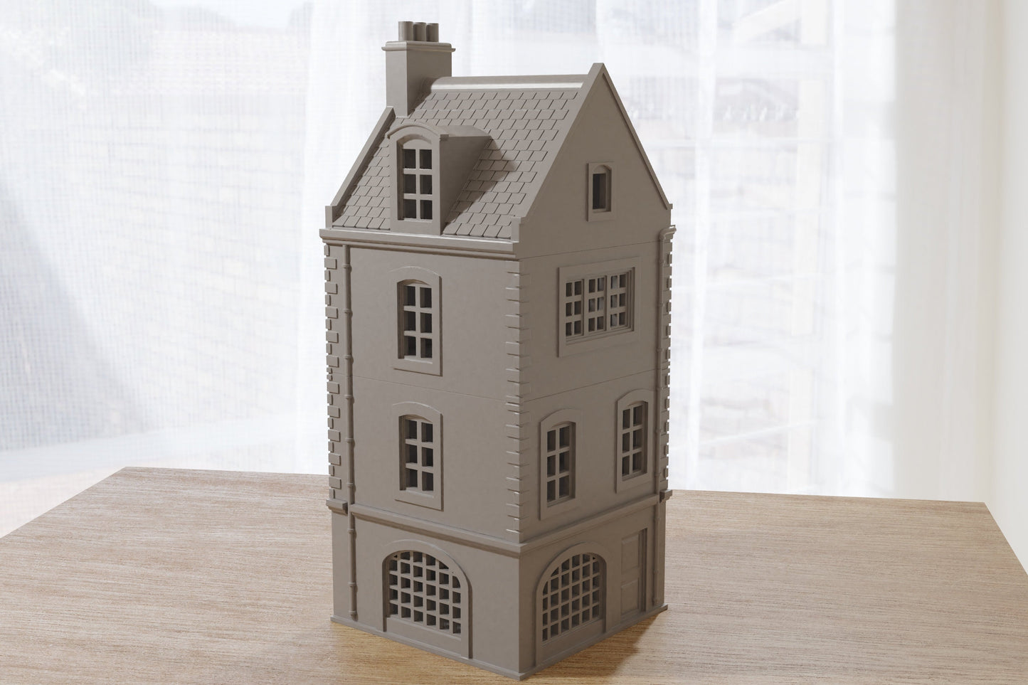 French Commercial Corner House T3 - Tabletop Wargaming WW2 Terrain | Miniature 3D Printed Model | Flames of War & Bolt Action