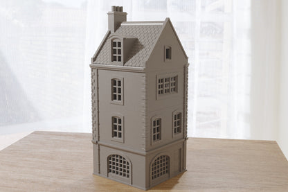 French Commercial Corner House T3 - Tabletop Wargaming WW2 Terrain | Miniature 3D Printed Model | Flames of War &amp; Bolt Action