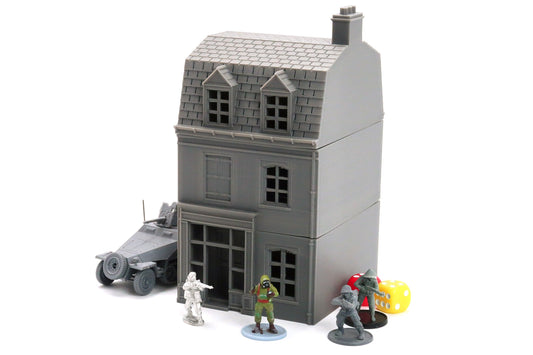 French Row House DS T4 - Tabletop Wargaming WW2 Terrain | Miniature 3D Printed Model | Flames of War &amp; Bolt Action