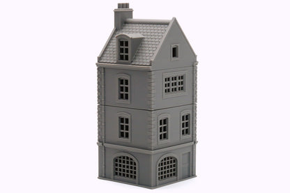 French Commercial Corner House T3 - Tabletop Wargaming WW2 Terrain | Miniature 3D Printed Model | Flames of War &amp; Bolt Action