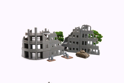 Stalingrad Ruins Set - Tabletop Wargaming WW2 Terrain | Miniature 3D Printed Model | Flames of War & Bolt Action