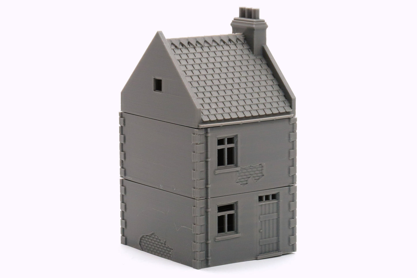 French Commercial Row House T2 - Tabletop Wargaming WW2 Terrain | Miniature 3D Printed Model | Flames of War &amp; Bolt Action