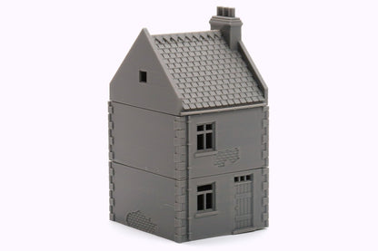 French Commercial Row House T2 - Tabletop Wargaming WW2 Terrain | Miniature 3D Printed Model | Flames of War &amp; Bolt Action