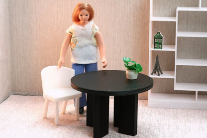 Modern Round Dollhouse Dining Table: 1/12 & 1/18 Scale Miniature Furniture