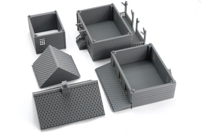 American Suburban House DS-02 with Garage - 3D Printed Miniature Wargaming Terrain