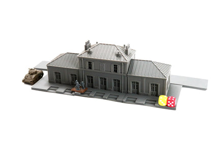 Carentan Train Station with Platform - 3D Printed Miniature WW2 Wargaming Terrain 28mm / 20mm / 15mm Scale