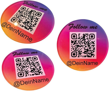Instagram Acryl Aufsteller rund 10cm Durchmesser mit QR Code