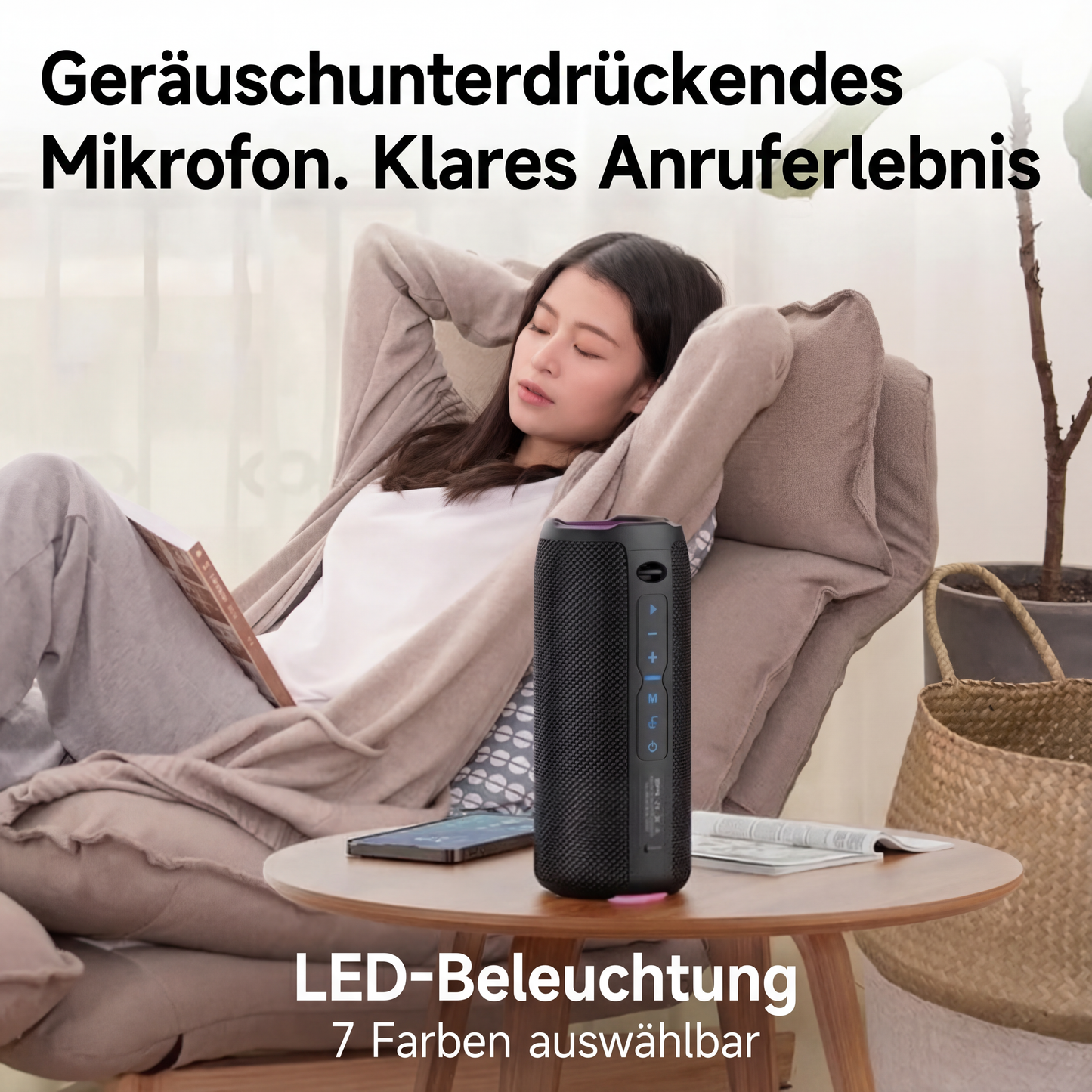 Bluetooth Lautsprecher 20W IPX6 Wasserdicht RGB Bass Boost TWS Stereo