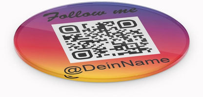Instagram Acryl Aufsteller rund 10cm Durchmesser mit QR Code