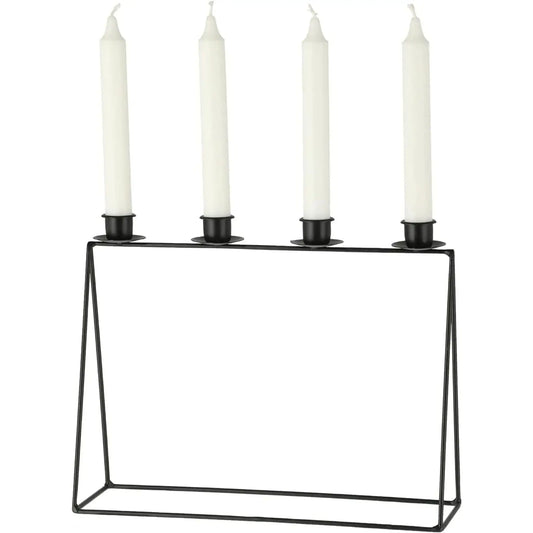 Kerzenständer schwarz Metall Kerzenleuchter Deko Kerzenhalter für 4 Stabkerzen