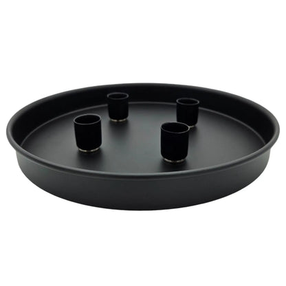 Kerzenteller Kerzentablett magnetische Kerzenhalter Tablett schwarz Metall 25 cm