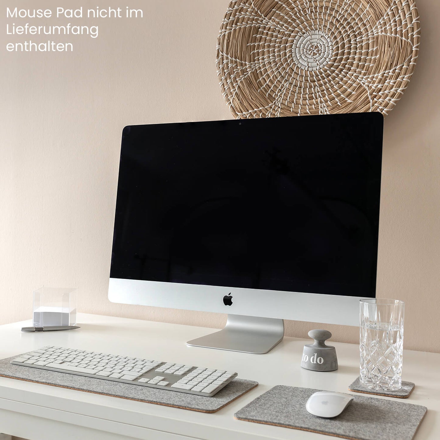 Felt and cork desk pad | 20 x 50 cm | light grey