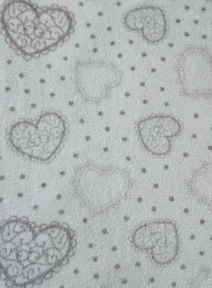 Kuscheldecke Decke Tagesdecke Herz 150x200 cm Creme Grau Beige Rot Wohndecke