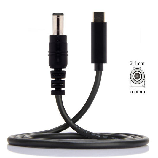 SYSTEM-S USB 3.1 Kabel 145 cm Typ C Stecker zu DC 20 V 5,5 x 1,1 mm Stecker