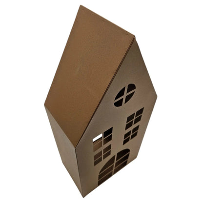 Laternenhaus Windlicht Kerzenhalter Rostoptik Haus Metall Deko Laterne 40 cm