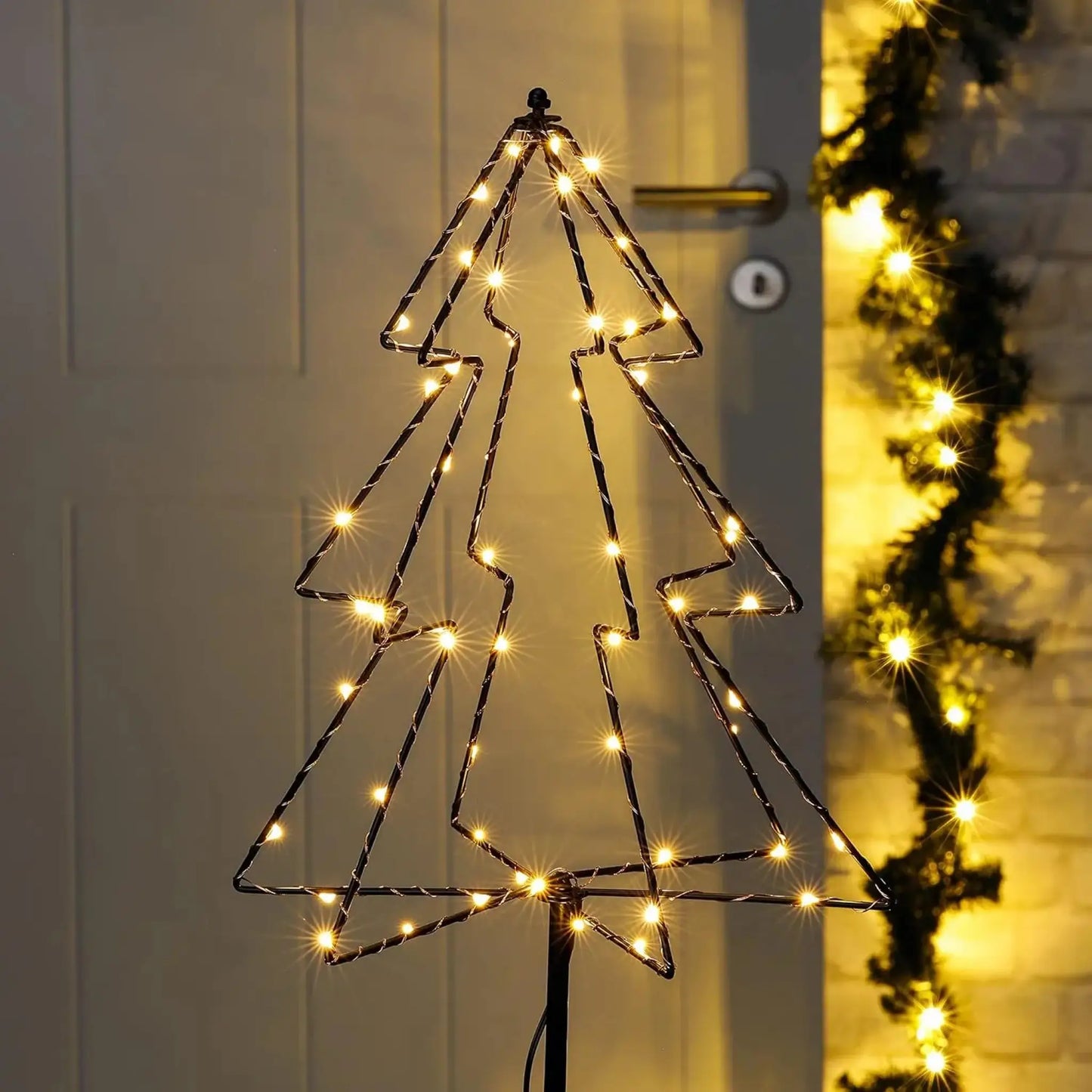 LED Gartenstecker Tannenbaum Weihnachtsbeleuchtung Beleuchtung Timer warmweiß