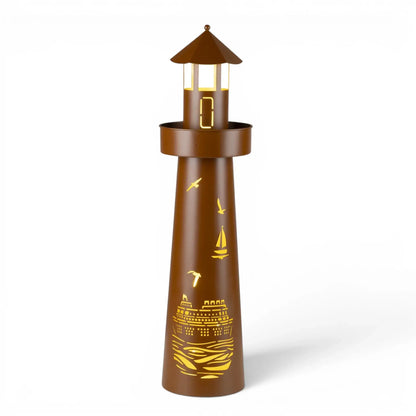 Leuchtturm LED Rostoptik Pflanzturm Pflanzschale Maritim Gartenbeleuchtung 80x20 cm