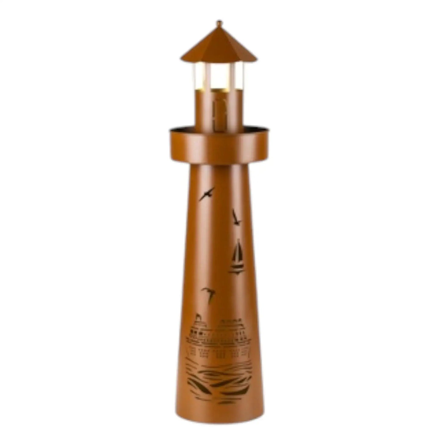 Leuchtturm LED Rostoptik Pflanzturm Pflanzschale Maritim Gartenbeleuchtung 80x20 cm