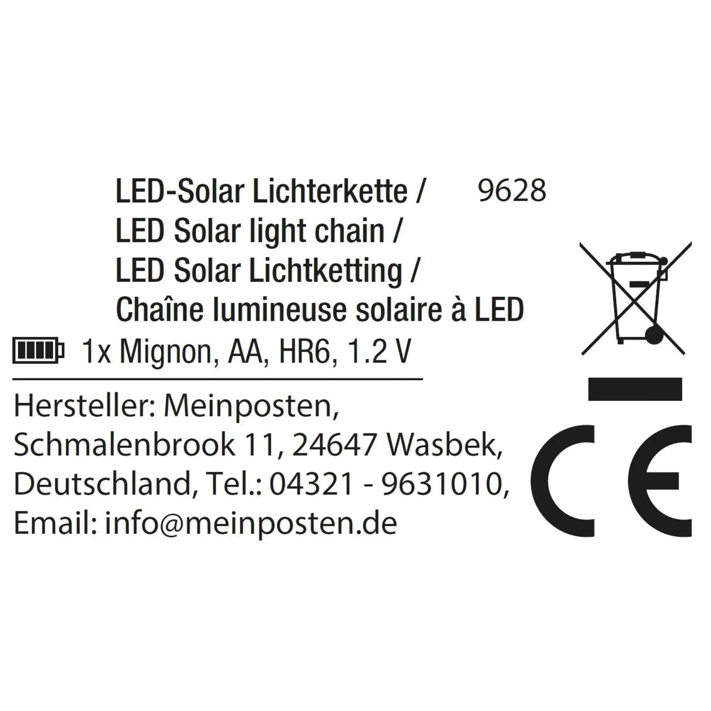 Lichterkette Solarlichterkette Solar Gartenbeleuchtung Balkon Deko LED warmweiß