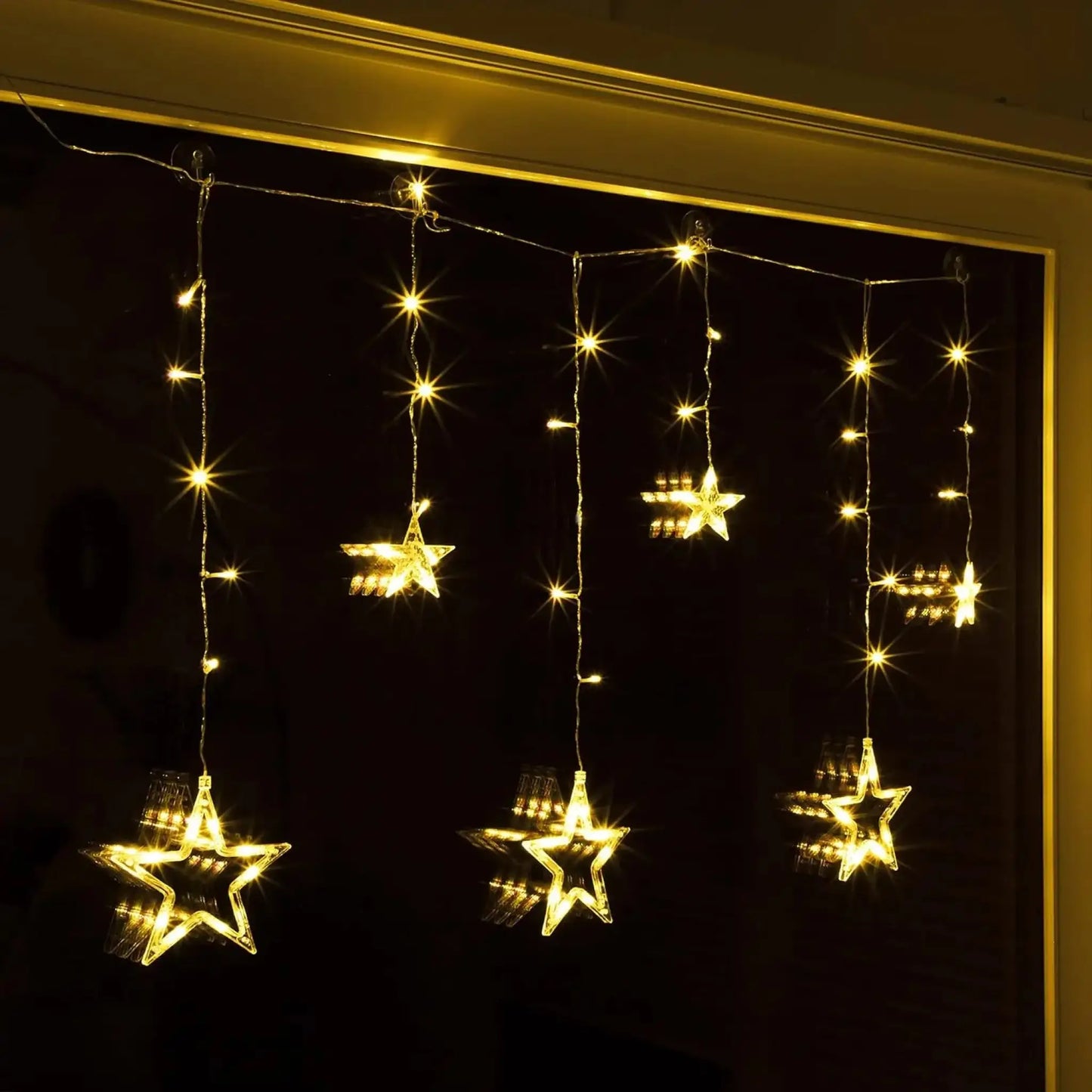 Lichterkette Sternenvorhang LED warmweiß Lichtervorhang 100x80cm Batterie Timer