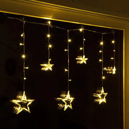 Lichterkette Sternenvorhang LED warmweiß Lichtervorhang 100x80cm Batterie Timer