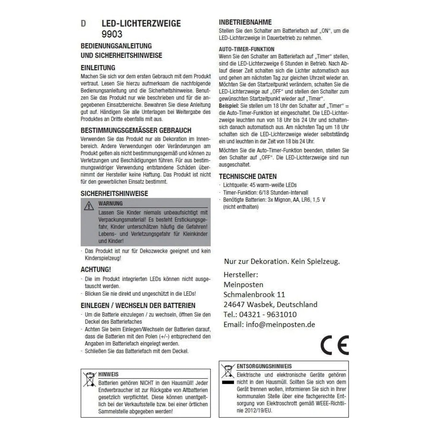 Lichterzweige LED warmweiß Weide Lichterkette Lichterzweig Timer Höhe 100 cm